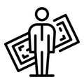 Bank manager icon outline vector. Loan cost