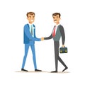 Bank Manager Meeting Handshaking With Important Client. Bank Service, Account Management And Financial Affairs Themed