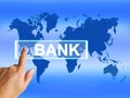 Bank Map Indicates International and Internet Royalty Free Stock Photo