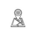 Bank map pointer line icon, mobile gps navigation Royalty Free Stock Photo