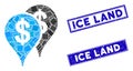 Bank Map Pointers Mosaic and Scratched Rectangle Ice Land Watermarks Royalty Free Stock Photo
