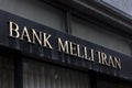 Bank Melli Iran logo on bank office