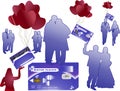 Bank money card with silhouettes