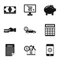 Bank and money icons set, simple style Royalty Free Stock Photo