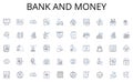 Bank and money line icons collection. Submerged, Exploration, Oceanography, Pressure, Abyss, Scuba, Wetsuit vector and