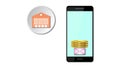 Bank money and smartphone. Animation