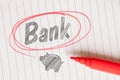 Bank note with a piggy bank drawing Royalty Free Stock Photo
