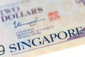 Bank note singapore dollars money closeup detail view Royalty Free Stock Photo