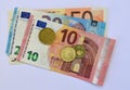 Bank Notes And Change Euros Royalty Free Stock Photo