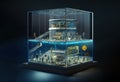 Bank office in glass isometric strongbox