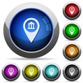 Bank office GPS map location round glossy buttons