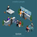 Bank office interior elements and people Royalty Free Stock Photo