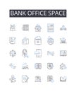 Bank office space line icons collection. Convenience, Savings, Variety, Quality, Accessibility, Value, Selection vector