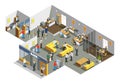 Bank Office Interior Isometric Composition