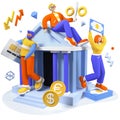 Bank operations and finance - modern colorful 3D illustration