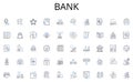 Bank line icons collection. Chatty, Conversational, Communicative, Gossip, Banter, Rib-tickling, Witty vector and linear