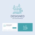 bank, payments, banking, financial, money Business Logo Line Icon Symbol for your business. Turquoise Business Cards with Brand Royalty Free Stock Photo