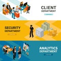 Bank People Isometric Banners Royalty Free Stock Photo