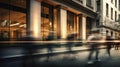 Bank with people motion blur view long exposure, created with Generative AI technology Royalty Free Stock Photo
