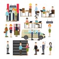 Bank people vector flat icon set