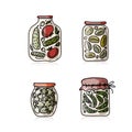 Bank of pickled vegetables, sketch for your design Royalty Free Stock Photo