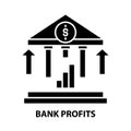 bank profits icon, black vector sign with editable strokes, concept illustration