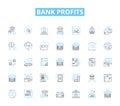 Bank profits linear icons set. Revenue, Earnings, Income, Gain, Surplus, Return, Surplus line vector and concept signs