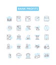 Bank profits vector line icons set. Bank, Profits, Gain, Return, Yield, Dividend, Interest illustration outline concept
