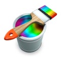 Bank with rainbow paint and brush