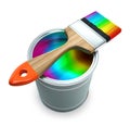 Bank with rainbow paint and brush Royalty Free Stock Photo