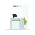 Bank reception counter semi flat RGB color vector illustration