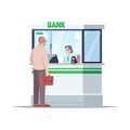Bank reception window semi flat RGB color vector illustration