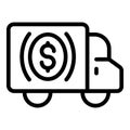 Bank reserves truck icon, outline style