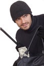 Bank robber with money bag