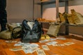 Bank robbery, bags full of money and gold Royalty Free Stock Photo