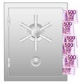 Bank safe with five hundred euro banknotes