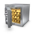 Bank safe with gold bars