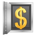 Bank safe and gold dollar symbol Royalty Free Stock Photo