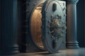 Bank safe. Heavy metal bank safe door. Generative Ai