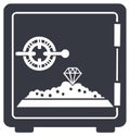 Bank safe icon with a diamond and a pile of treasure for wealth and security concepts Royalty Free Stock Photo