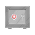 Bank safe metal box vector illustration with circle combination unlock wheel isolated on white.