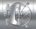 Bank safe vault door, realistic metal steel round gate mechanism to bunker room Royalty Free Stock Photo