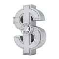 Bank Safe Vault Door in Shape of Dollar Symbol. 3d Rendering Royalty Free Stock Photo