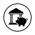 Bank, savings, fund, funds, growth, piggy icon. Black vector design Royalty Free Stock Photo
