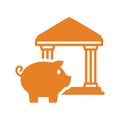 Bank, savings, fund, funds, growth, piggy icon. Orange vector design Royalty Free Stock Photo
