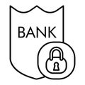 Bank security thin line icon. Shield and lock vector illustration isolated on white. Protect outline style design Royalty Free Stock Photo