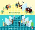 Bank Service Isometric Banners Royalty Free Stock Photo