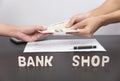 Bank and Shop. concept loan business for investment.