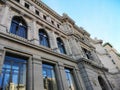 Bank of Spain building facade details in the city of Madrid