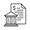 Bank statement icon. Bank building with finance document